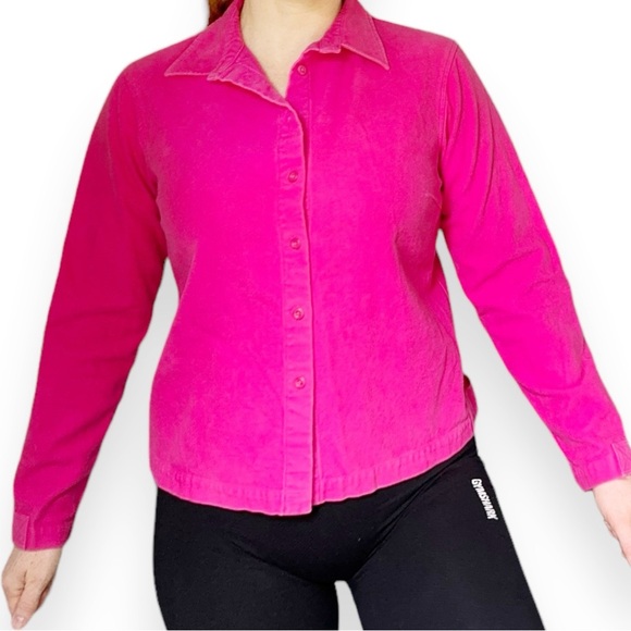 Lands’ End Hot Pink Baumwolle Button Down Shacket Small Cotton Flannel - Picture 14 of 15